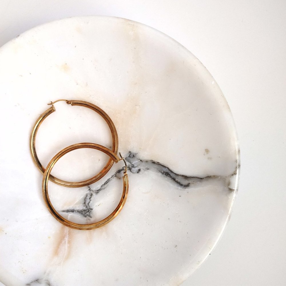 STERLING SILVER gold plated large hoop earrings